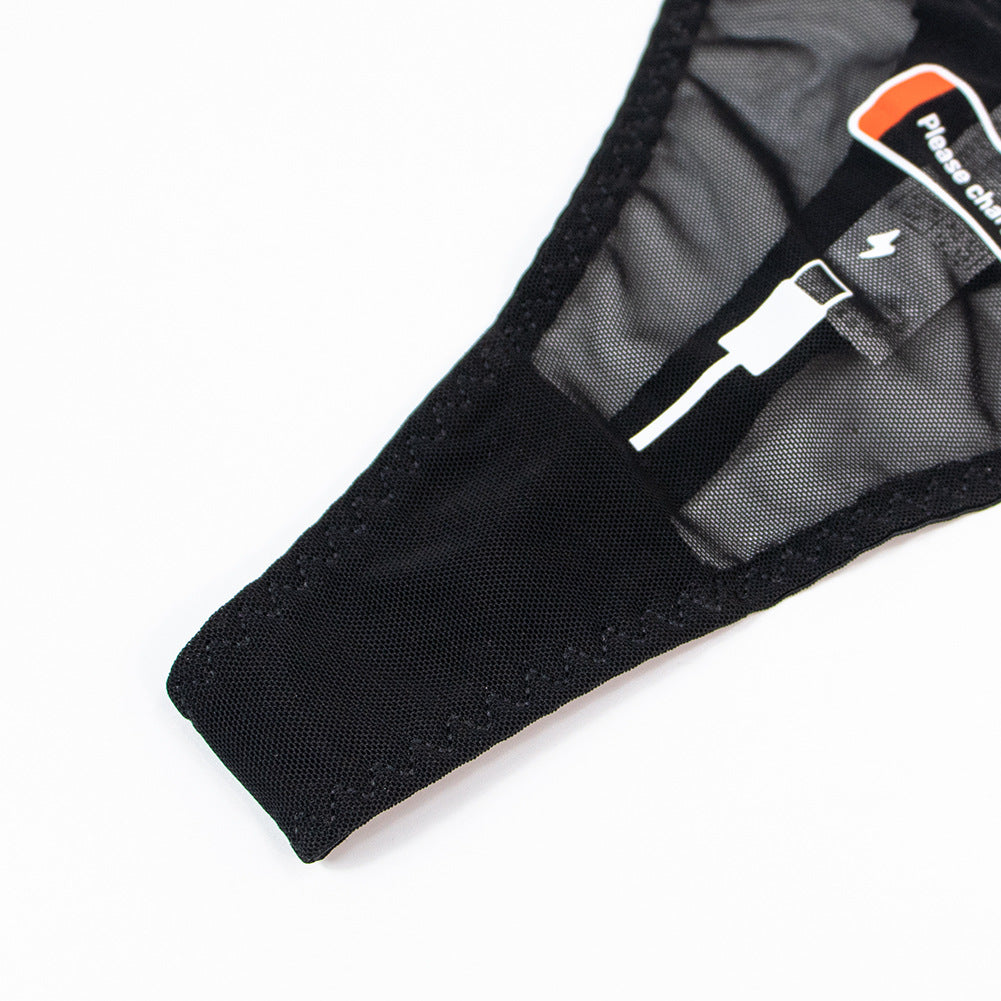 Women's Printed T-shaped Ultra-thin Mesh Sheer Low Waist Quick-drying Rope Underwear
